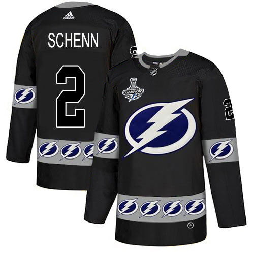 Men Adidas Tampa Bay Lightning #2 Luke Schenn Black Authentic Team Logo Fashion 2020 Stanley Cup Champions Stitched NHL Jersey->tampa bay lightning->NHL Jersey